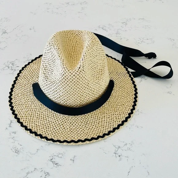 LOFT Ribbon Rick Rack Trim Straw Fedora The Orford Fedora Hat | Beige | Cream | Sun Hat | Straw Hat  main image 4